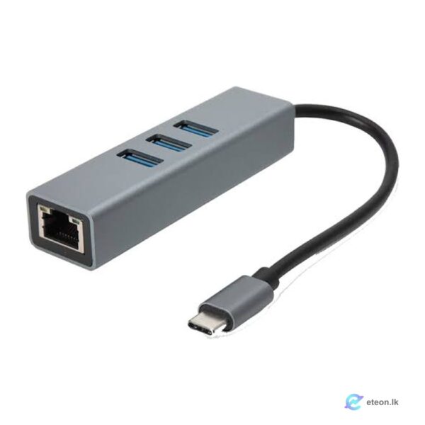 Type-C to 3 x USB Port Hub with Ethernet (Green)